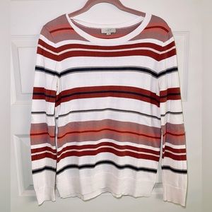 Loft Muti Colored Striped Long Sleeve Lightweight Sweater Size Medium